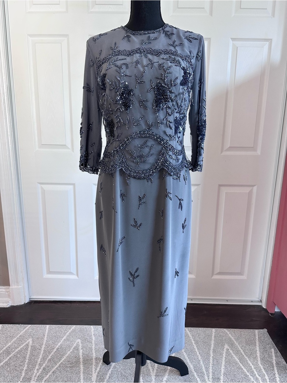 Jovani New York Gray Beaded Mesh Mother of the Bride Groom Gown